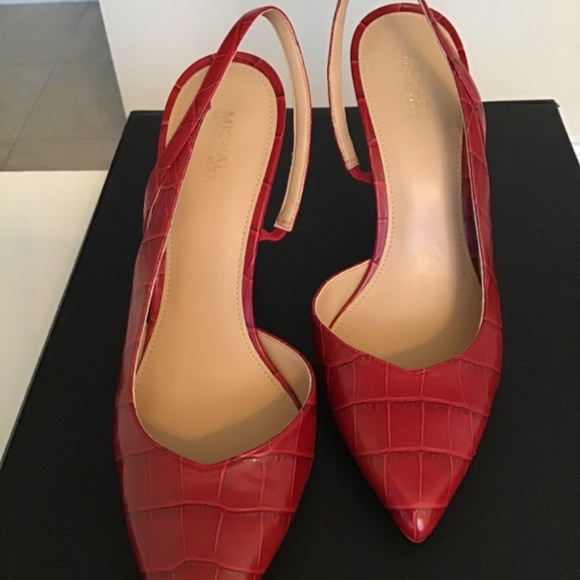 Michael Michael Kors dark red Eliza embossed leather pump size 7.5 - Picture 6 of 10